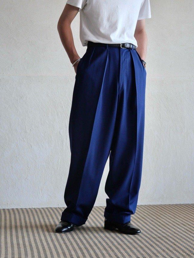 1950~1960's Vintage Unknown 
Wool Gabardine 2tuck Trousers
