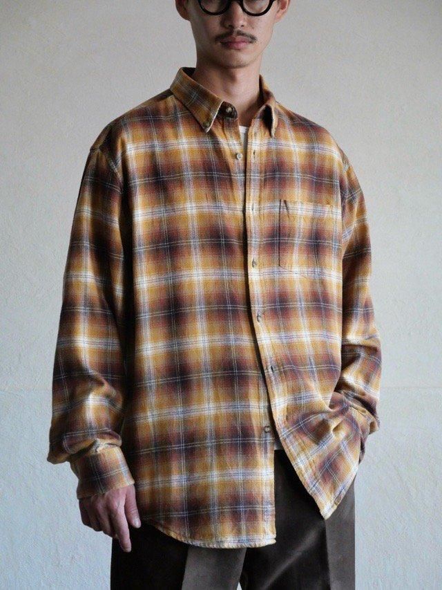 00's PENDLETON Cotton Check Shirt, BrownYellow
