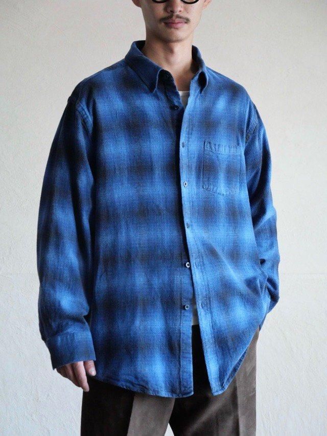 00's PENDLETON Cotton Check Shirt, Blue  Black
