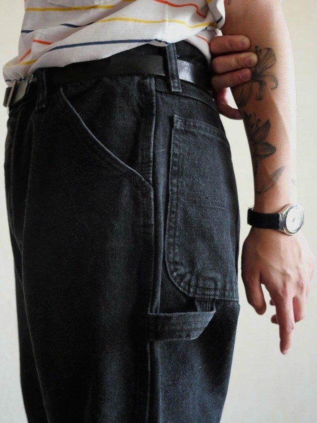 1990's RUSTLER Carpenter Black Denim Pants, Made in Mexico of US Fabric
