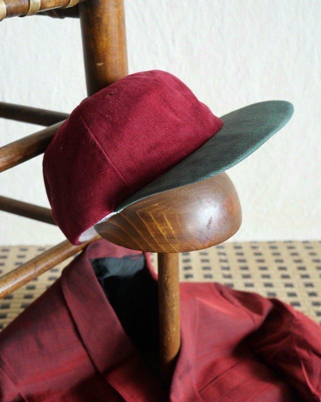 1900~00's 2tone Cotton Caps "GreenRed"