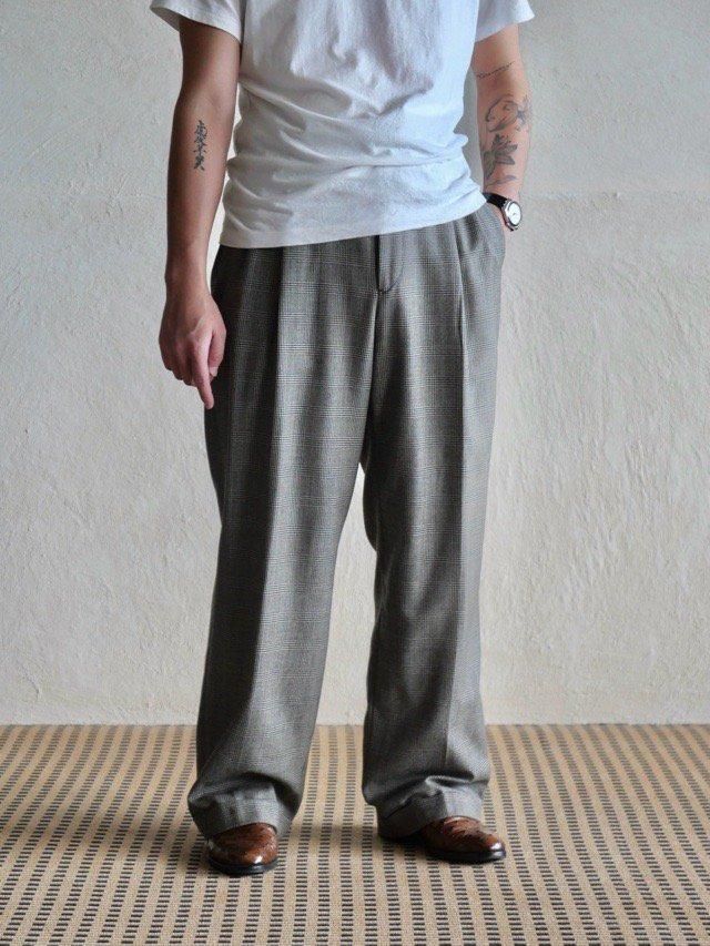 1990-00's's Vintage BrooksBrothers 2tuck Wool Trousers, Made in Italy.