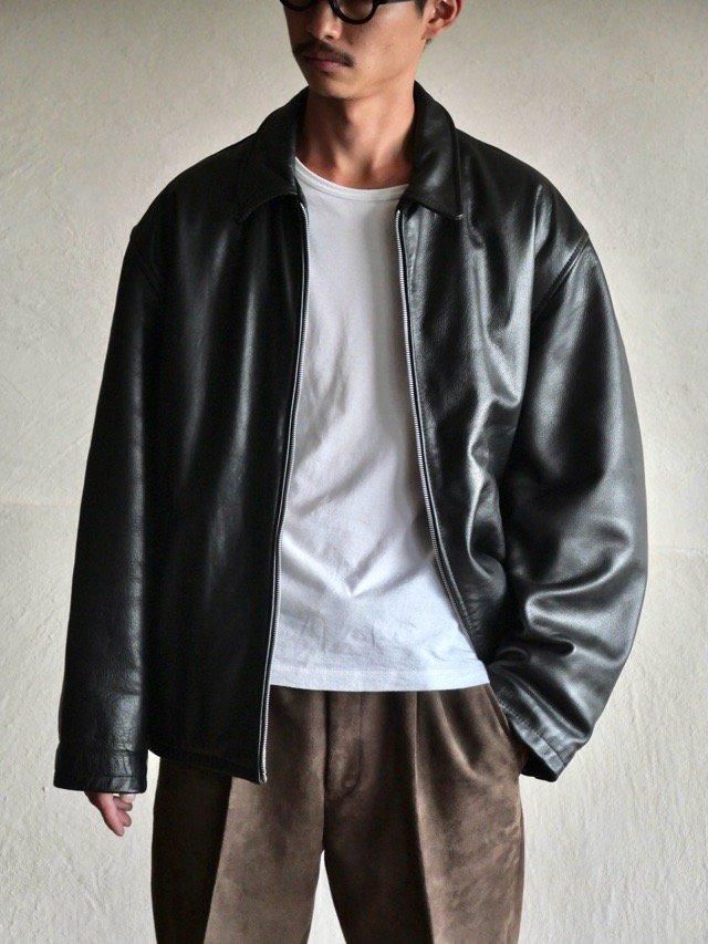 1990~00's ANTONIO Black Leather Zip-up Blouson