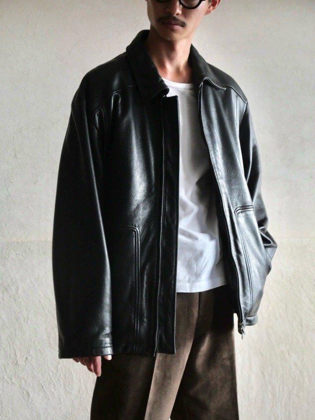 1990~00's DANIER Black Leather Zip-up Blouson