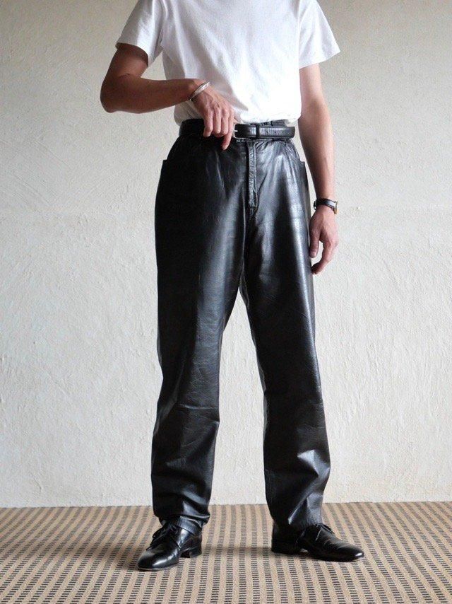 1980~90's Vintage Leather Trousers Cupra Lining