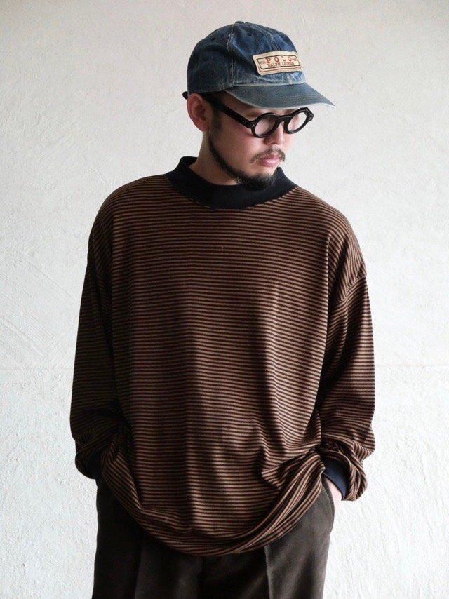 00's Mock-neck Border Knit Shirt