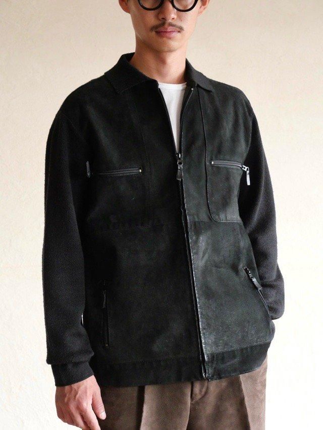 1980-90's ESCAPADE  Switched Leather&Knit Jacket Black