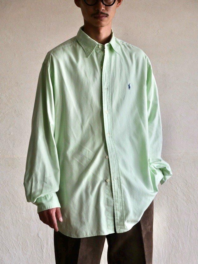 1990~00's RalphLauren "LOWELL SPORT" L/S Shirt, Lime