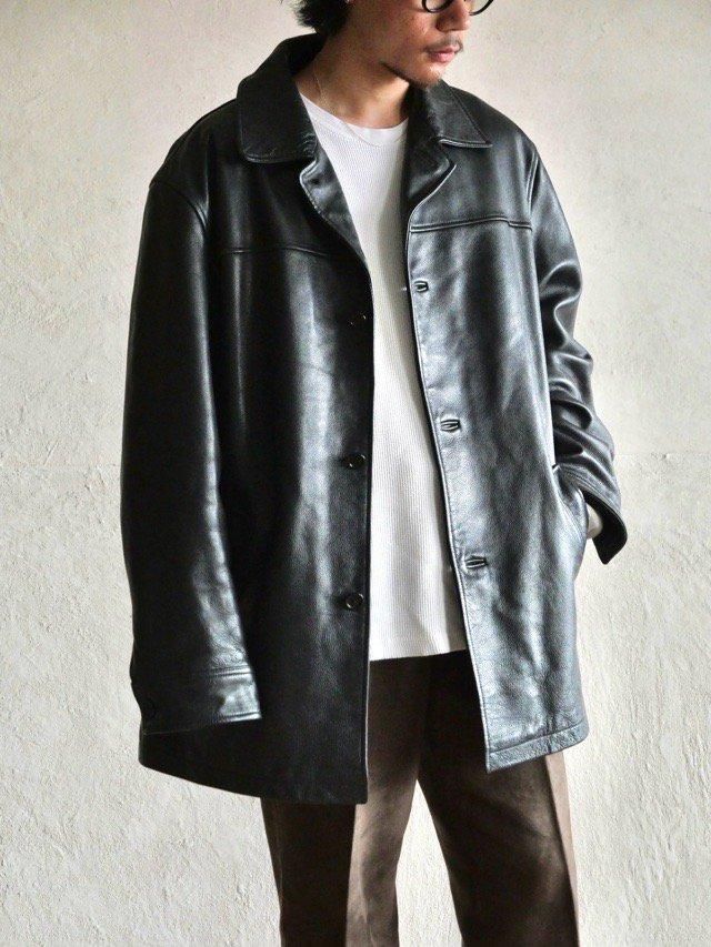 00's GAP Leather Car-Coat, Black