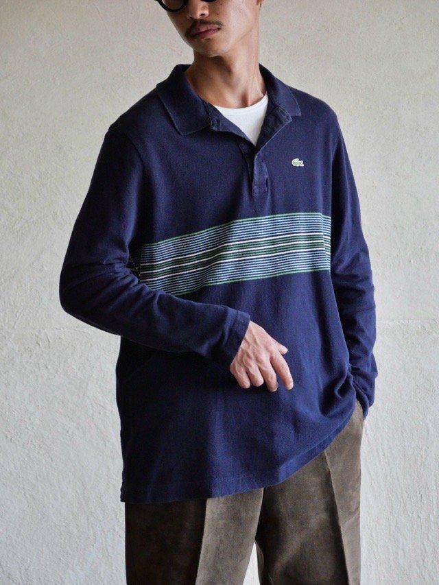1990~00's L/S Border Polo Shirt, Made in FRANCE