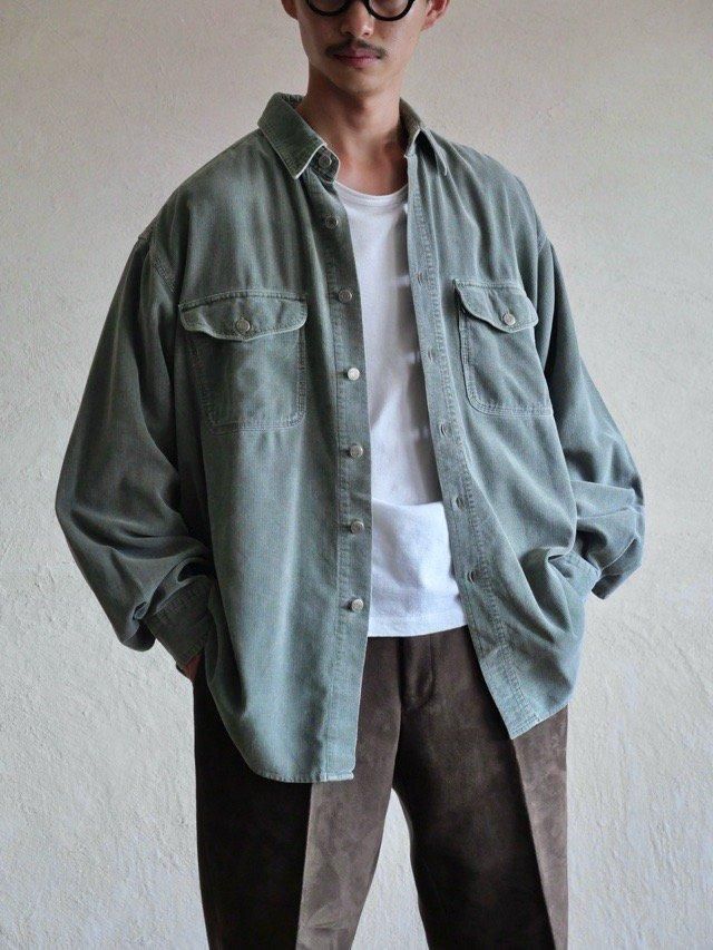 1990's Vintage GAP Corduroy Work Shirt, Ice-Green