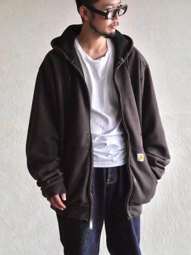 ~00's Carhartt Zip-up Sweat Parka, BROWN