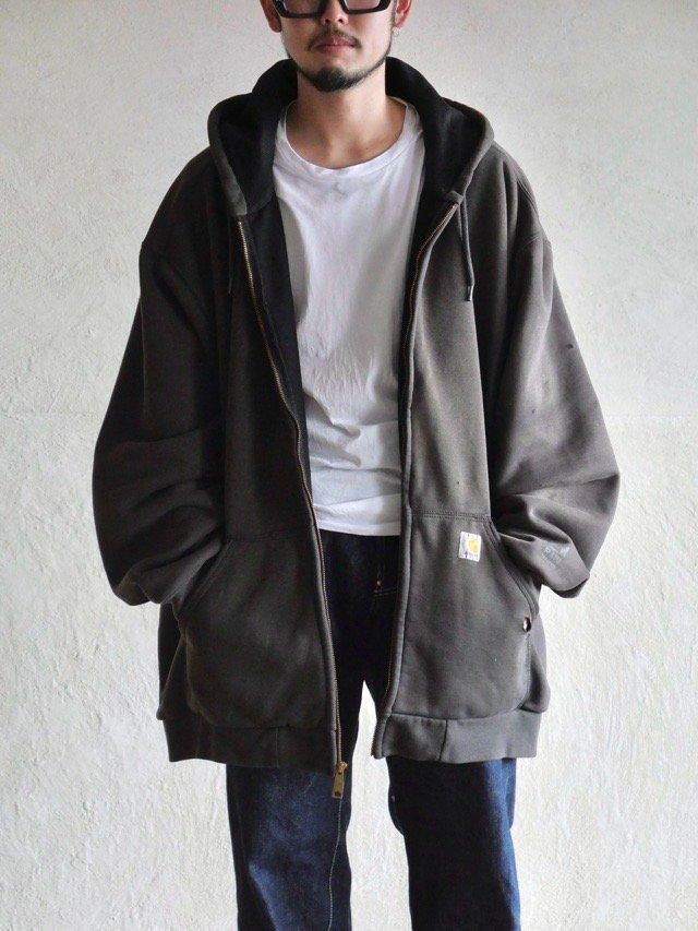 ~00's Carhartt Zip-up Sweat Parka, BLACK