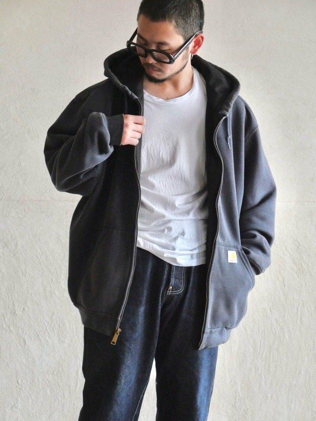 ~00's Carhartt Zip-up Sweat Parka, NAVY