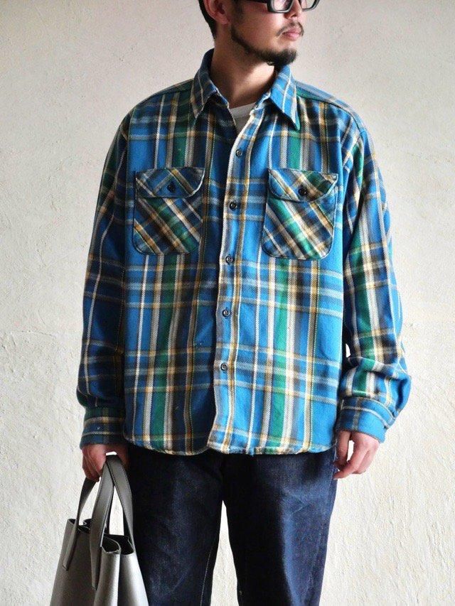 1970's Mr.Leggs Heavy Cotton Flannel Shirt, Blue