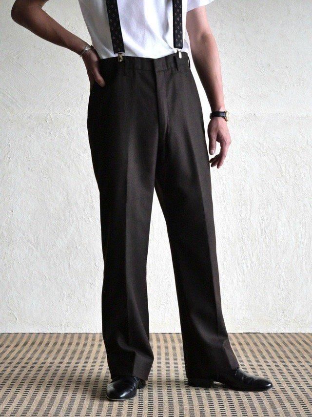 1960's Vintage Wool Notuck Trousers "Brown"