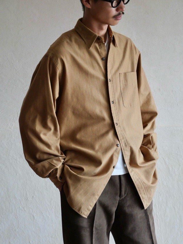 1990~00's RalphLauren "ANDREW" Herringbone Stripe Shirt, Camel