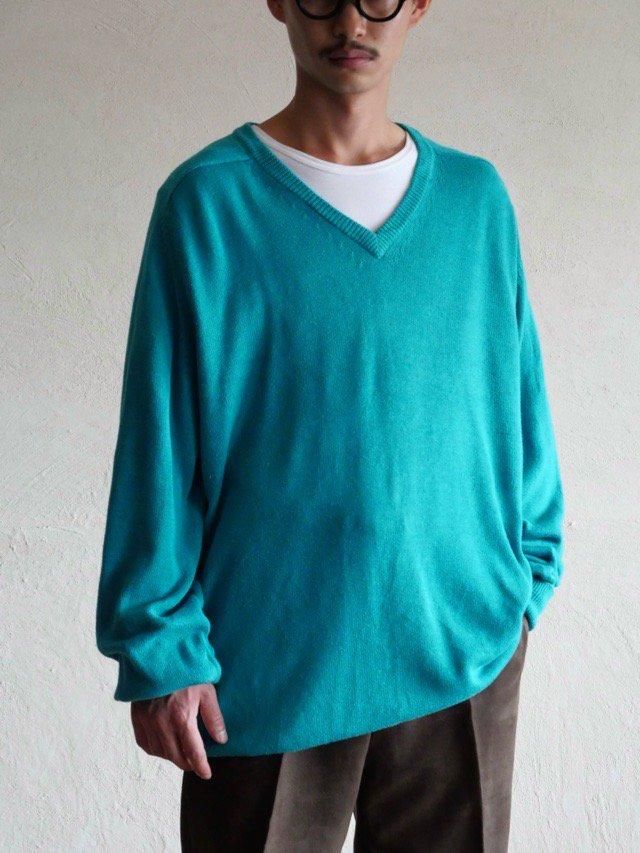 1990s Vintage L.L.Bean V-neck  Cotton Knit Sweater, Made in USA