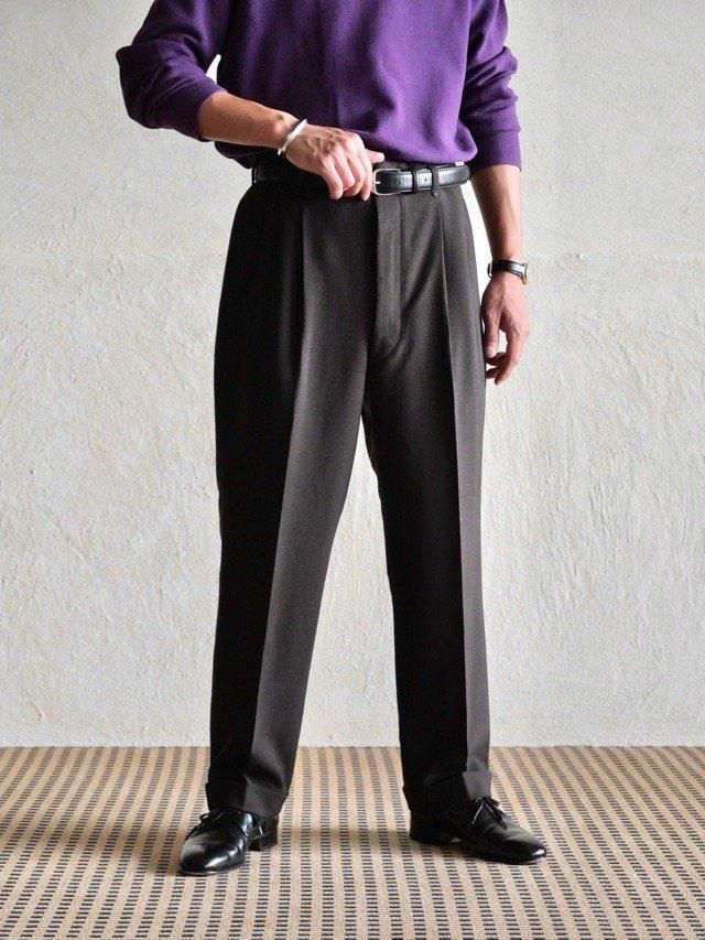 ~1950's Canadian Bespoke Vintage Wool Trousers, Dark-Brown & Turquoise