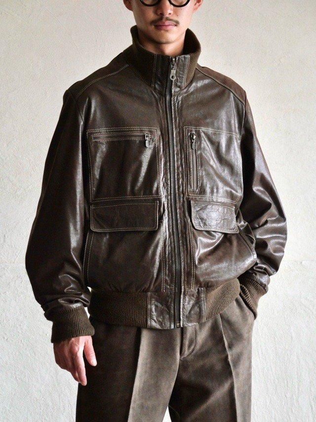 1990's "1000TON" Design Pockets Leather Blouson