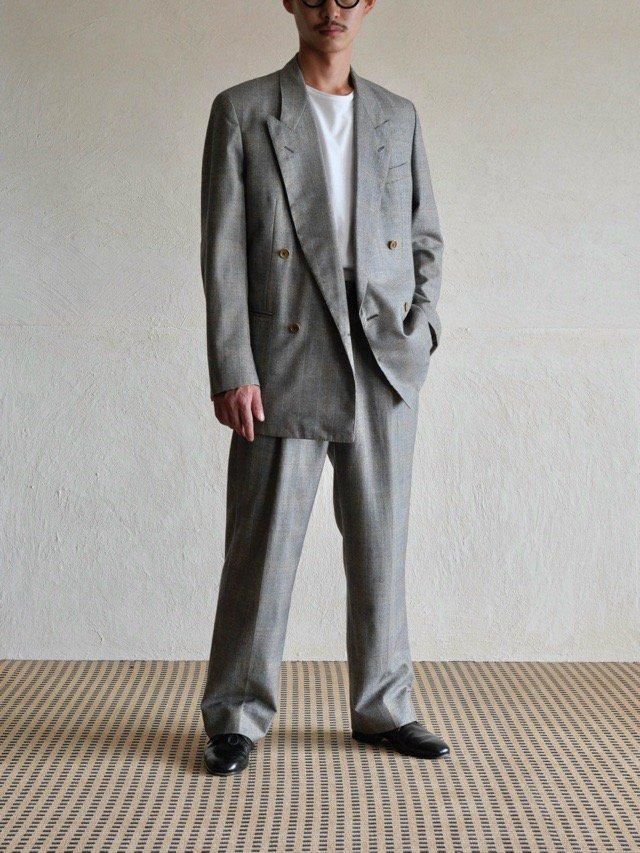 1990s GIANFRANCO FERRE Double-Breasted Check Set-up / Made in ITALY.