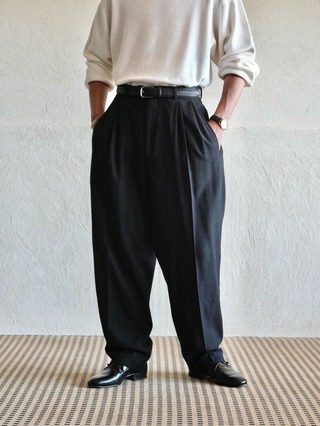 1990's Vintage Bellini Uomo 4tucks Trousers, Black