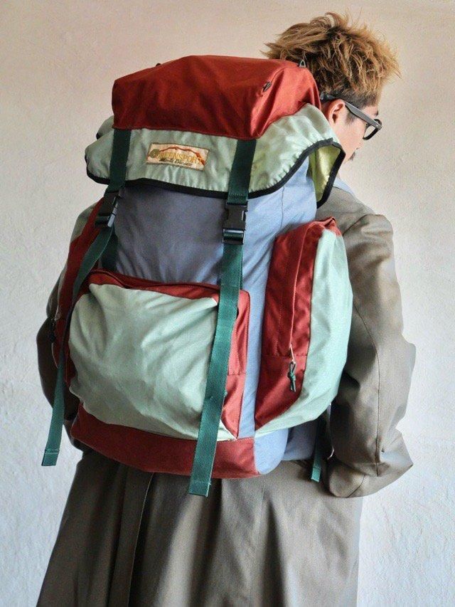 1980~90's Euro Vintage Unknown Backpack
"Orange & Mint & Blue-Grey & Viridian"
