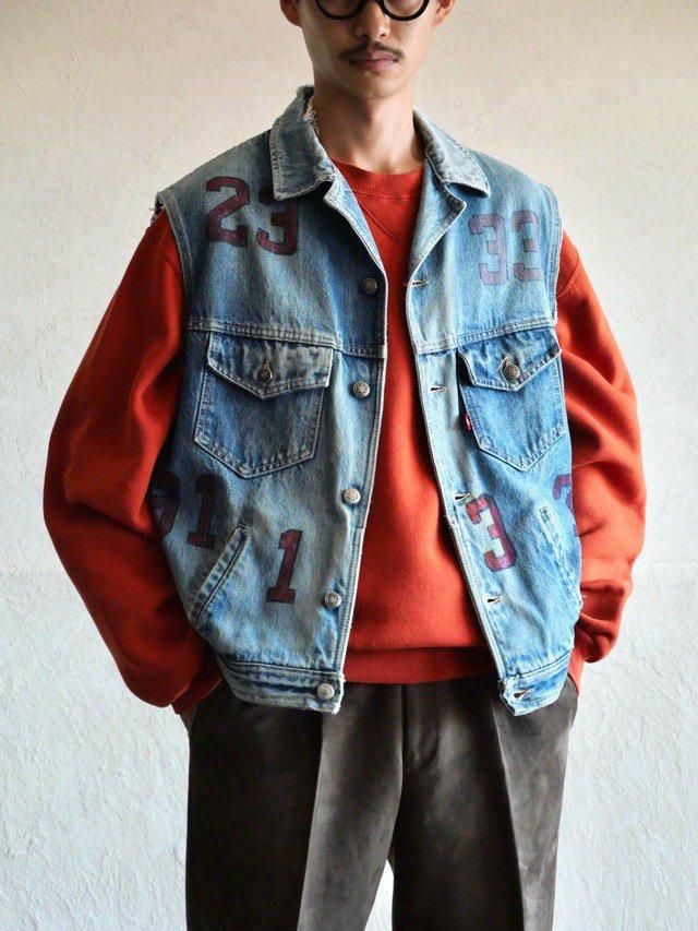 1980's Euro Vintage Paint&Cut-off Denim Jacket