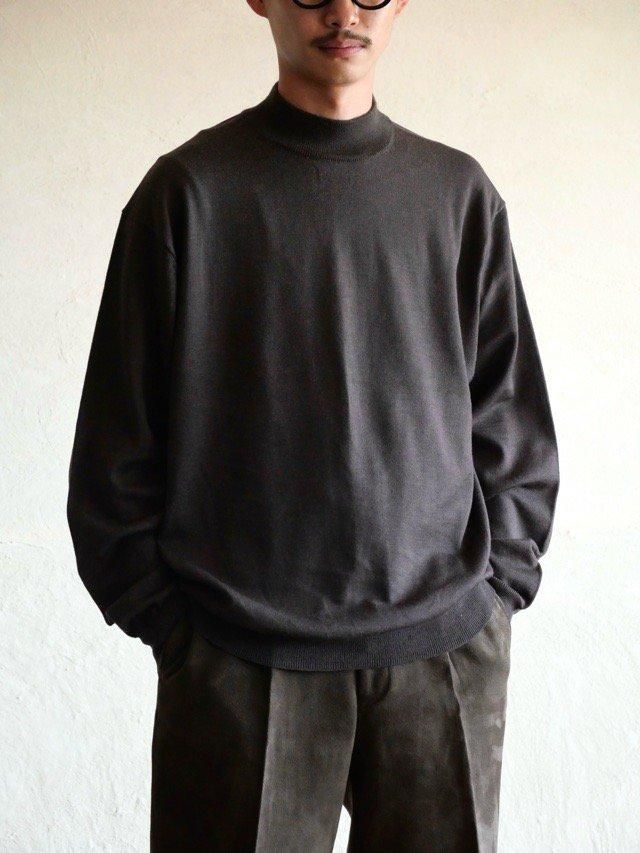 1990~00's PRONTO-UOMO Mock-neck Knit Sweater, BROWN