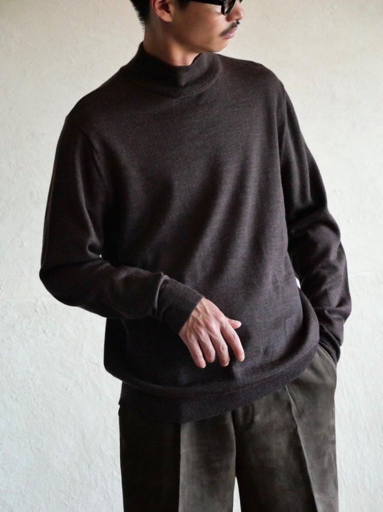 1990~00's LINEA-UOMO Mock-neck Knit Sweater, BROWN
