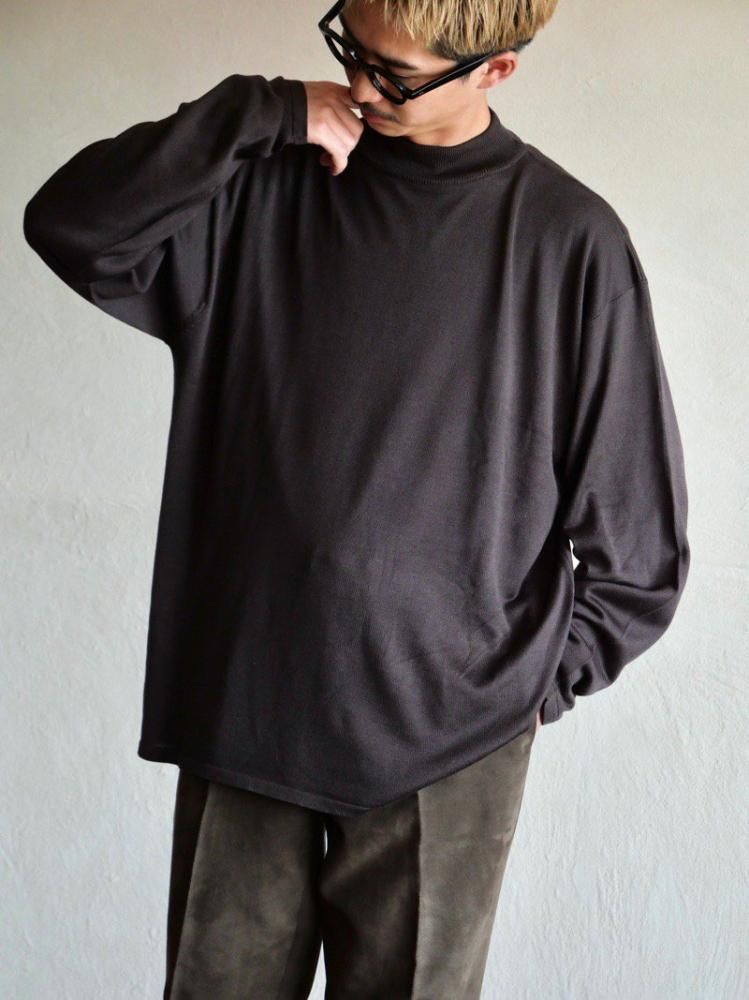 1990~00's JHANE BARNES Mock-neck Knit Sweater, BROWN 