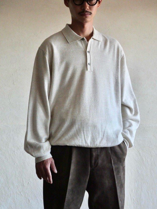90~00's COVINGTON High-Gauge Knit-Polo, Ivory