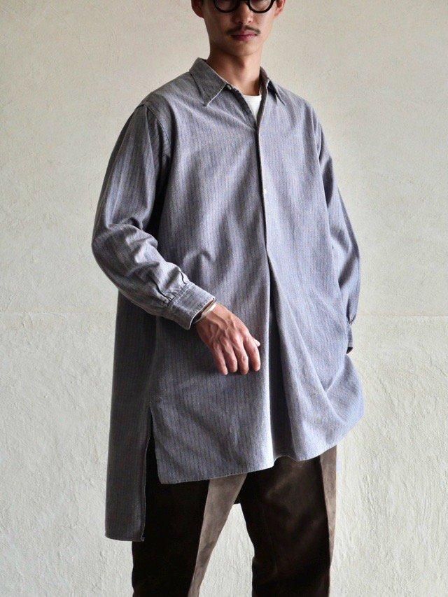 1950~60's French Vintage Cotton Flannel Stripe Shirt