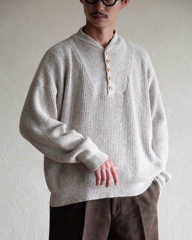 1980&#12316;90's Vintage EddieBauer Cotton Henry-neck Knit