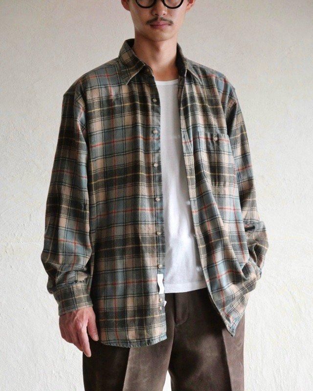 00's PENDLETON Wool Check Shirt "with Suede Patch"