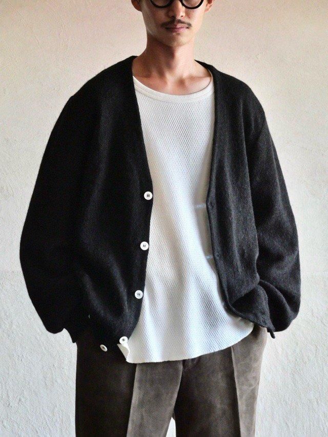 1990~00's HARRY ROSEN Alpaca Knit Caidiagn, Black