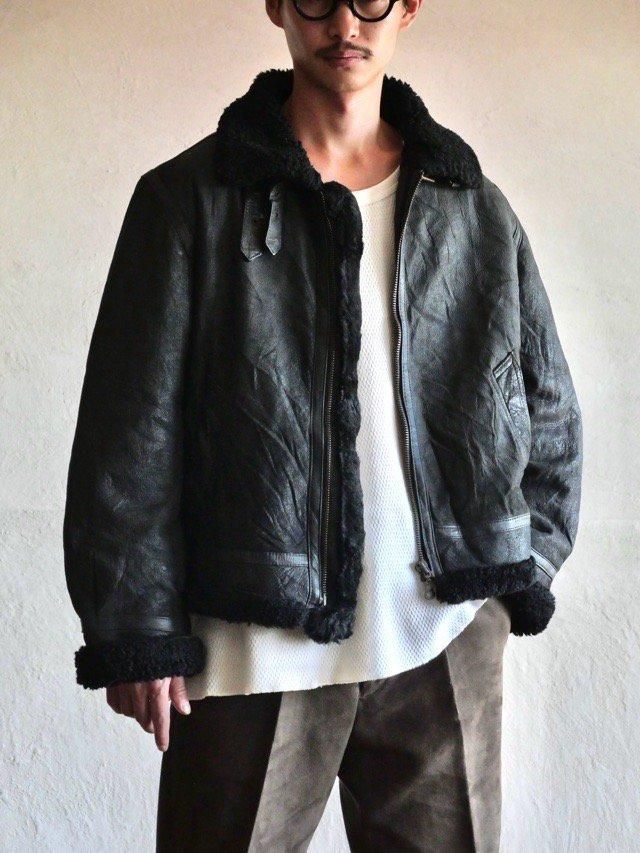 1980~90's Vintage Black Mouton Blouson