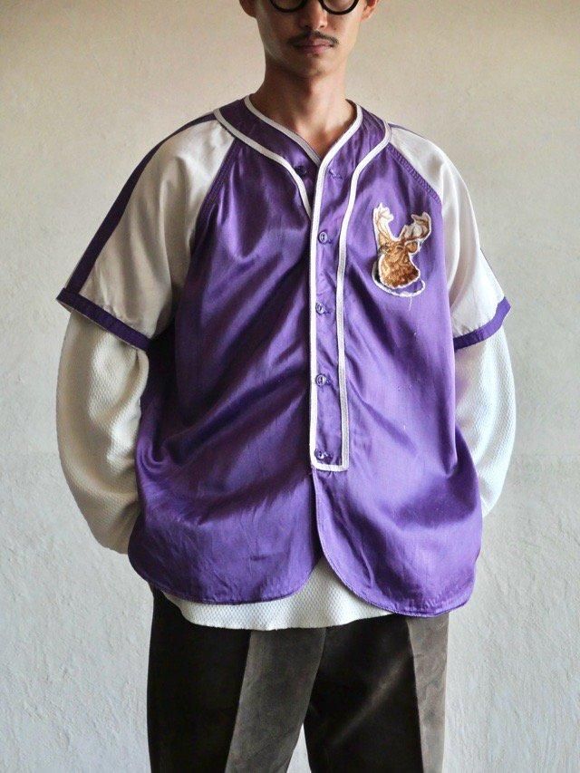 1950~60's Vintage Baseball Satin Shirt