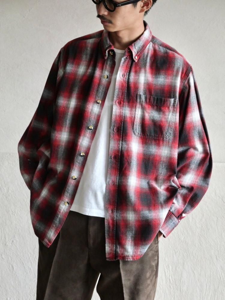 00's HOBBS CREEK Cotton Flannel B.D. Shirt, RED