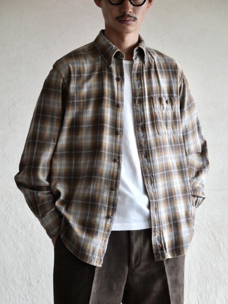00's ARROW Cotton Flannel B.D. Shirt, BROWN