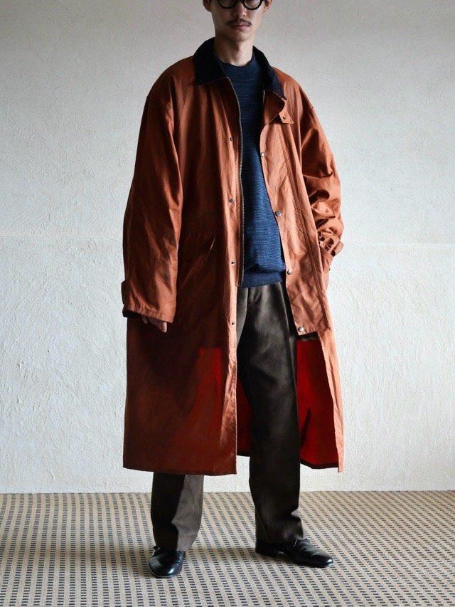 1990's P.G.Field Waxed Cotton Duster Coat, Orange