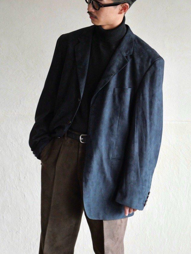1990~00's Artificial-Suede Tailored Jacket, Navy