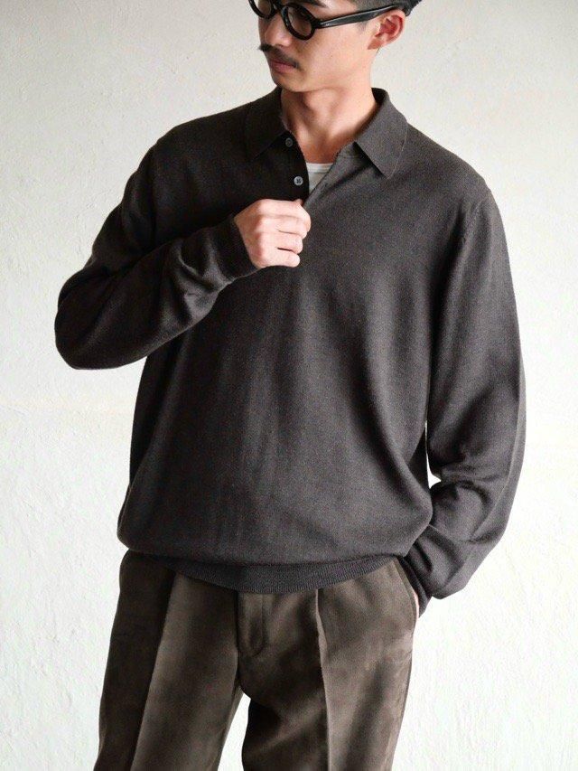 00's BrooksBrothers Wool Knit-Polo, Brown