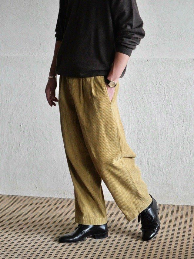 90's S.Sport Wide-Wale Corduroy Pants, YellowBeige