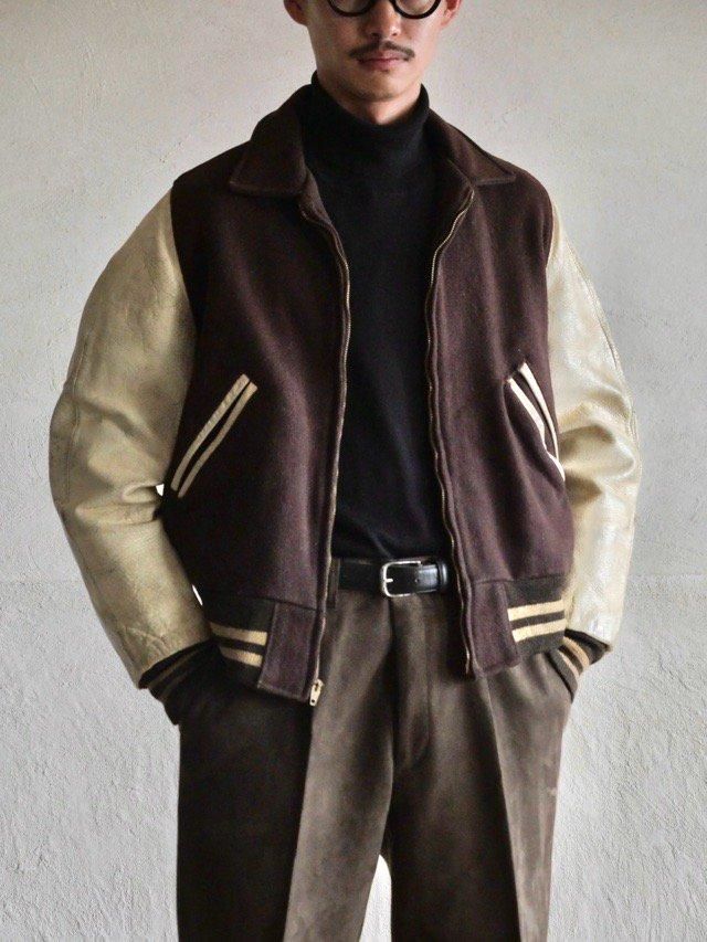 ~1960's USA Vintage Leather&Wool Award Jacket