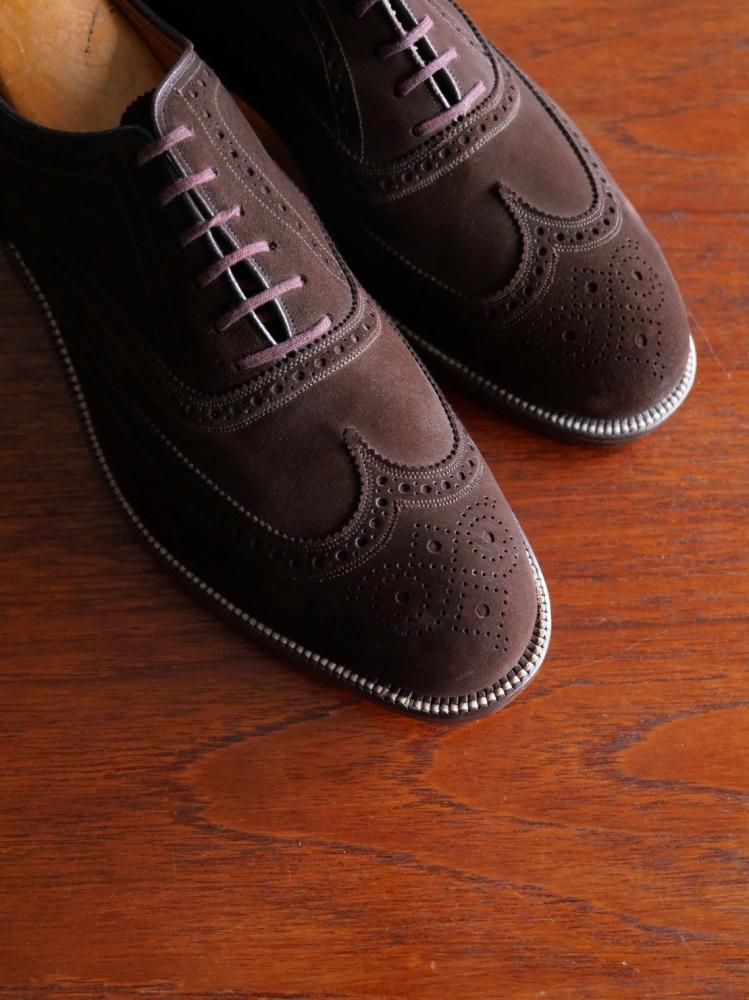 FLORSHEIM Brown Suede Leather Wing-tip Shoes