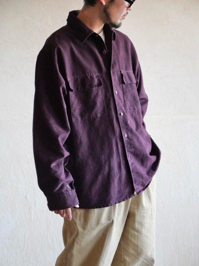 00's Artificial Leather 2flap-Pockets ShirtPurple
