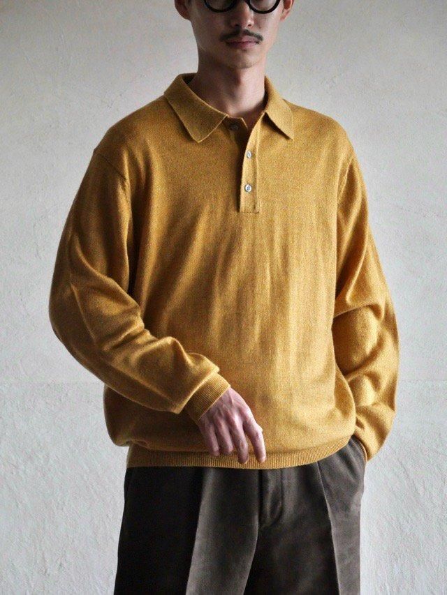 00's Jos.A.Bank Wool Knit Polo, MUSTARD
