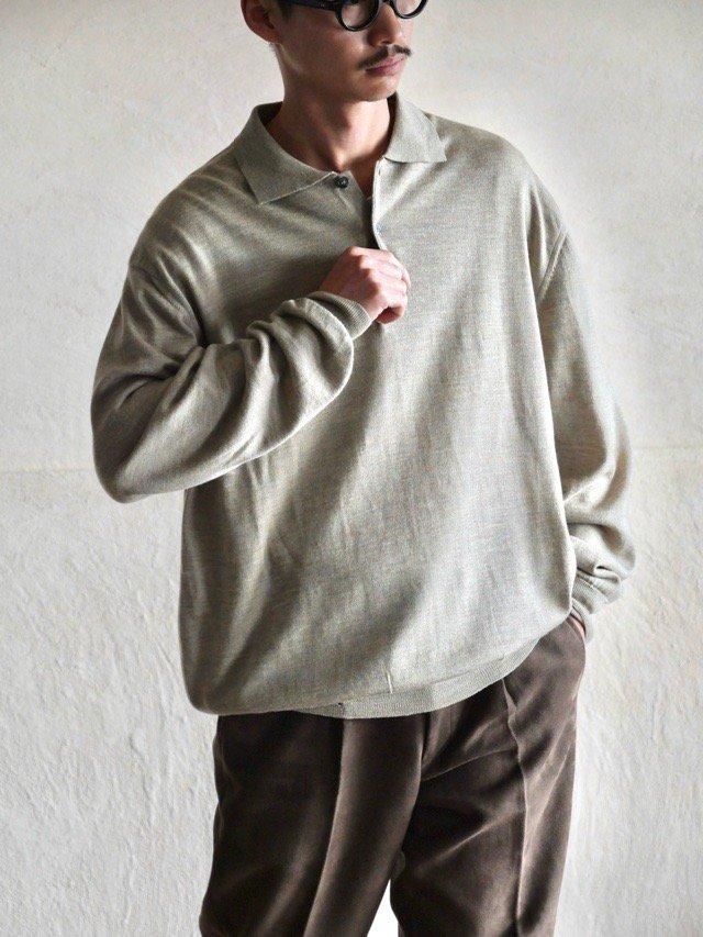 80~90's HARRY ROSEN Italian Knit Polo, MELANGE