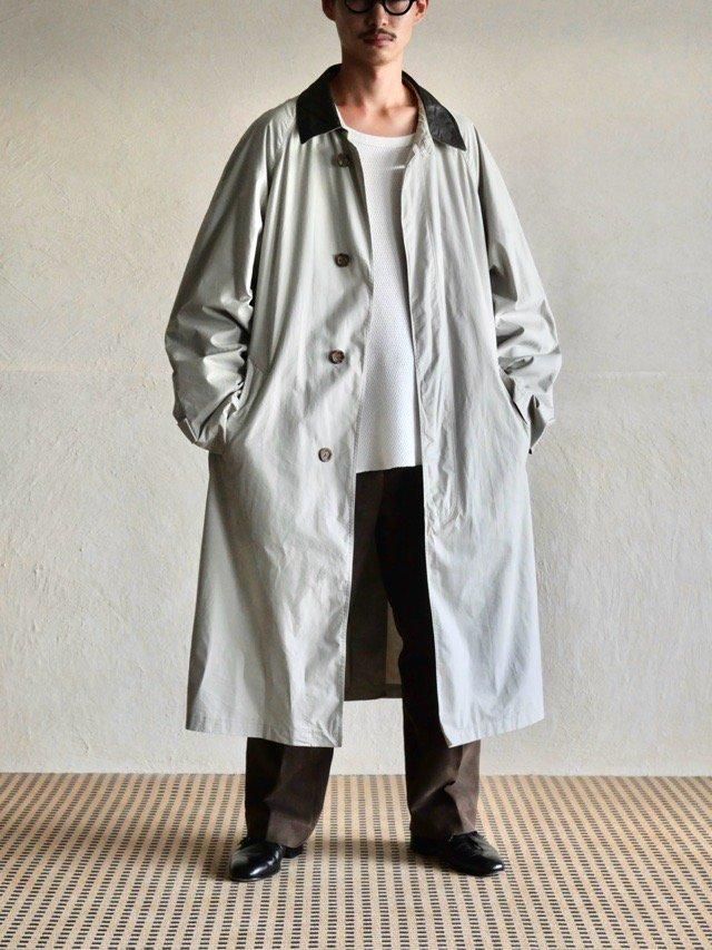 80~90's Vintage Ritmo Cotton & Leather Collar Coat
